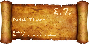 Radak Tiborc névjegykártya